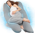 Nuliie Pregnancy Pillow for Sleeping, U Shaped Full Body Pillow with Washable Cooling Fabric Cover, Maternity Pillow Support for Back, Hips, Legs for Pregnant Women (Cooling Light Grey)