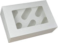 25 x White Cupcake Boxes - 6 Holes