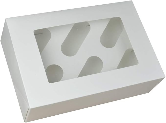 25 x White Cupcake Boxes - 6 Holes