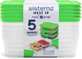Sistema NEST IT Meal Prep Containers | 870 ml | Airtight Food Storage Containers with Compartments & Lids | School Lunch Boxes | BPA-Free | Green | 5 Count