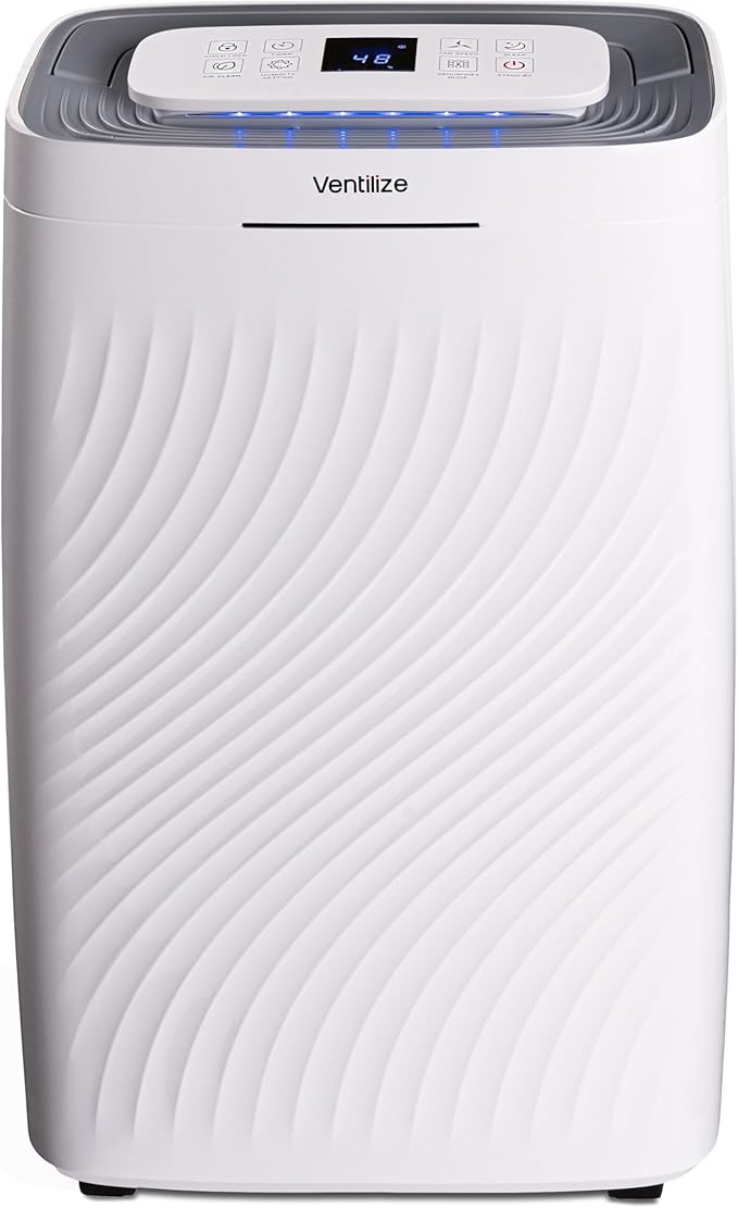 Dehumidifiers for Home 20L with Active Carbon Air Filter, Smart LCD Touch Control, Continuous Drain Option, Laundry Dry Mode, and 24-Hour Timer Energy Efficient Mould Remover – by Ventilize