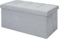 CROWNSHOP Ottoman Storage Bench Footrest Stool Seat Toy Chest Storage Box Folding with Lid Long Shoes Bench Footstool Suitable for Living Room Grey 76 * 38 * 38 CM