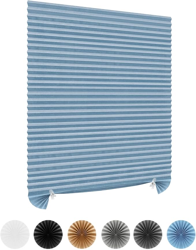 No Drill Blinds Non-woven Fabric Cut to Size Thermal Easy Fit Self Adhesive Stick On Pleated Temporary Shades Clip In Paper Blinds for Windows Patio Doors Kitchen Bathroom Bedroom