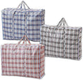 1ABOVE 3 PACKS MEDIUM Strong Laundry,Shopping, Storage, Reusable Store, Cloth, Moving, Waterproof, Handles and Zipper Bags -‎47CMX30CMX57CM