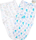 Vicloon Baby Swaddling Bag, Pack of 2, Swaddle Blankets Made of 100% Organic Cotton, Safety, Universal Adjustable, Swaddling Sleeping Bag for Infants Babies Newborns 0-3 Months - Blue