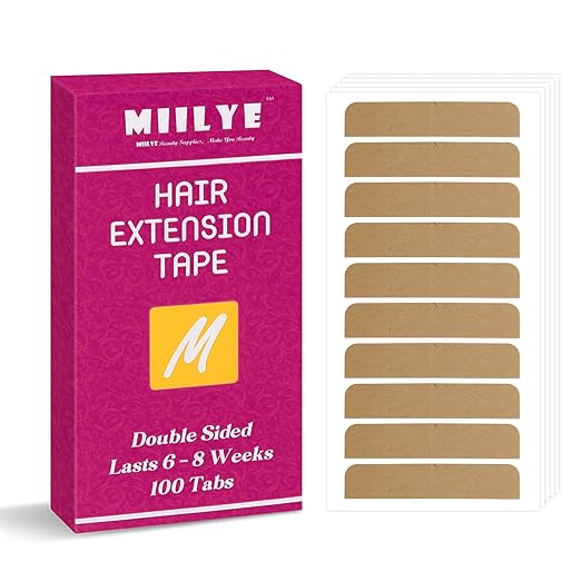 MIILYE Hair Extension Replacement Tape 100 Tabs, Double Sided, 6+ Weeks Hold Time, No Residue, Tape-ins-Extension Reinstallation