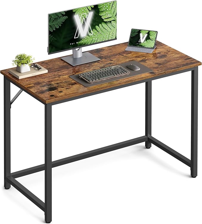 VASAGLE Computer Desk, Writing Desk, Small Office Table, 50 x 100 x 75 cm, Study, Home Office, Simple Assembly, Steel, Industrial Design, Rustic Brown and Black LWD41X