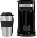 Salter One Cup Coffee Maker – Filter Coffee Machine, Washable & Reusable Filter, Includes 420ml Stainless Steel Travel Mug, Brew Coffee To Go In 3-4 Minutes, Suitable For Ground Coffee/Pads