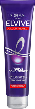 L'Oreal Paris Elvive Colour Protect Anti-Brassiness Purple Conditioner, Neutralises Yellow, Orange & Brassy Tones, Nourishes Highlighted Blonde, Brunette & Grey Hair, 150ml