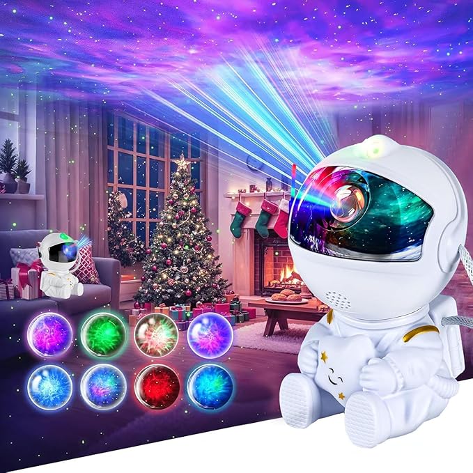 Astronaut Galaxy Projector - 360° Rotating Night Light With Remote Control, Bedroom Nebula Light, Adjustable Spaceman Star Projector for Kids and Adults (White)[Energy Class G]