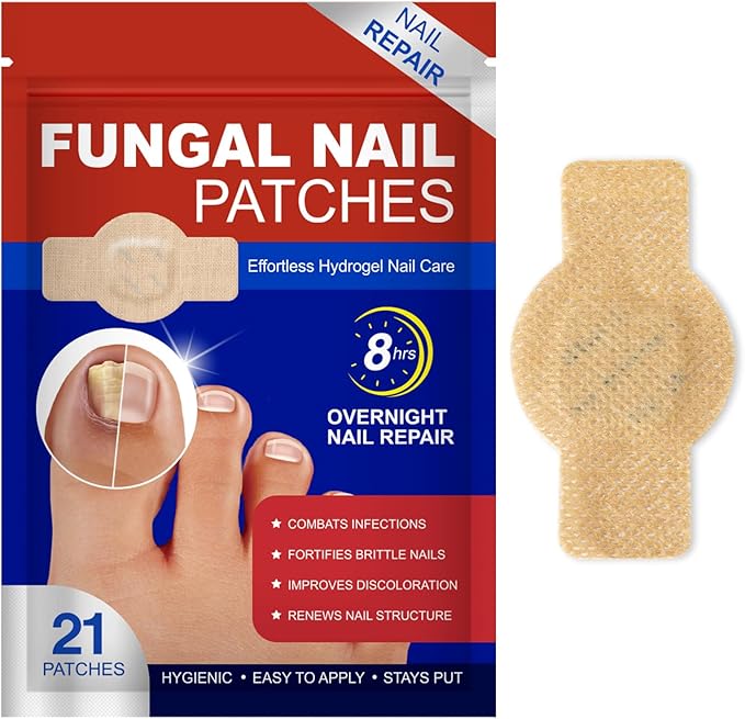 Fungal Nail Patches for Toenails, 21Pcs Fungal Nail Treatment - 8-Hour Repair for Toenail & Fingernail Fungus, Nail Fungus Treatment Pads for Toenail, Strengthen Brittle Nails (21 Pcs)