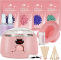 Waxing Kit -Digital Warmer Machine for Hair Removal with 4 Packs of Hard Beads & Silicone Wax Pot for Full Body, Legs, Face, Eyebrows, Bikini, Brazilian at Home Waxing Kit for Women Men