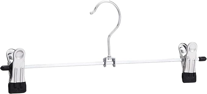 Amazon Basics Metal Trousers and Skirt Hangers with Clips, Pack of 20, Chrome
