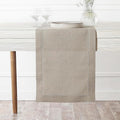D'Moksha Homes Linen Natural Table Runner 305 CM Long - 100% Pure Linen Hemstitch 36 x 305 cm Table Runner for Dining, Valentines, Spring, Easter - Classic Hemstitch