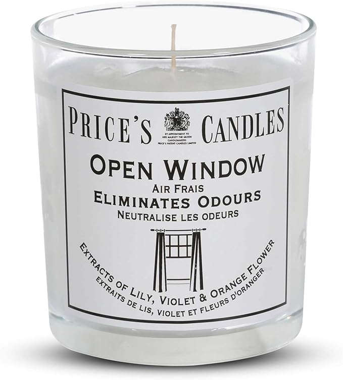 Price's - Open Window Jar Candle - Odour Eliminating Candle - Made With Lily, Violet And Orange Flower Extracts - Clean, Fresh, Quality Fragrance - Long Lasting Scent[Energy Class A]