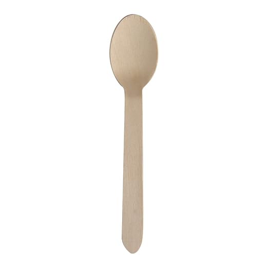 ABENA Gastro-Line 16cm Wooden Disposable Spoons, The Eco-Labelled Wooden Cutlery Choice for your Disposable Cutlery, 100% Compostable Birchwood from Certified Ethical Forests (Pack of 100)