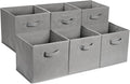 Amazon Basics Collapsible Fabric Storage Cube/Organiser with Handles, Pack of 6, Solid Grey, 33 x 33 x 33 cm