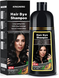 Black Hair Dye Shampoo, Hair Color Shampoo for Women Men Grey Hair Coverage 500ml (Black)