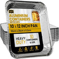 Superior Large Foil Containers with Lids Pack of 10 –Sturdy Durable Spacious Foil Trays with Lids - Aluminium Containers 10 x 12 Inch Leak Proof Trays for Cooking Baking BBQ Meal Prep Storage