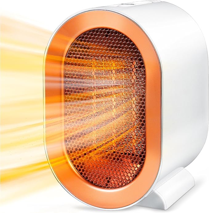 Electric Heater, 1200w Portable Ceramic Fan Heater, 2 Heating Modes, Thermostat, Overheating and Tip-Over Protection, Low Energy Silent Room Space Heaters for Home Office Bedroom