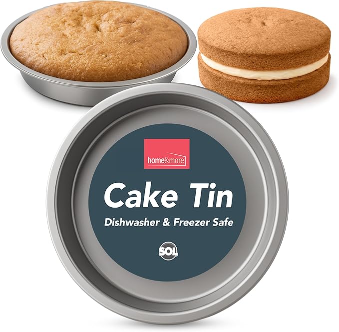 SOL 2pk 8 Inch Cake Tin Dishwasher and Freezer Safe 3.5cm Deep Stainless Steel Round Mould for Baking at Home and Commercial Kitchens Versatile Pan for Desserts Pastries Treats and Everyday Cooking