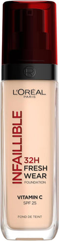 L'Oréal Paris Liquid Foundation, Full Coverage, Lasting Wear, Hydrating, Water & Transfer-Proof, Lightweight Texture, Fresh, Dewy & Glowing Skin, 20 Ivory