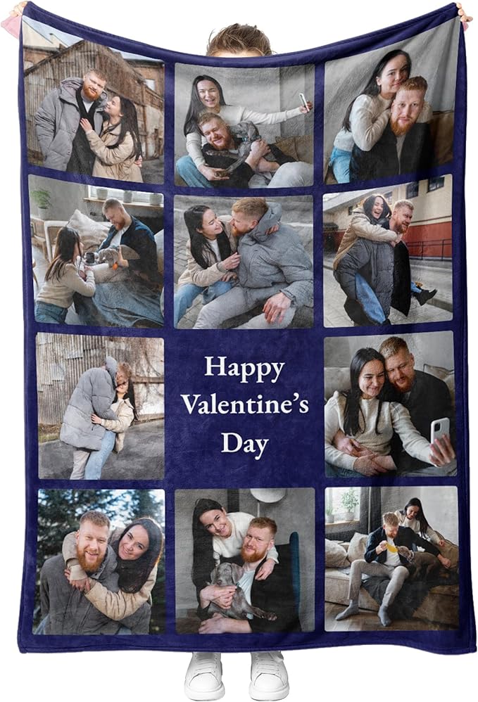 Custom Blanket – Personalised Photo Blanket for Mum, Soft Fleece Memory Throw for Birthdays, Christmas, or Mother’s Day – Large Personalised Blanket with Pictures for Women and Adults