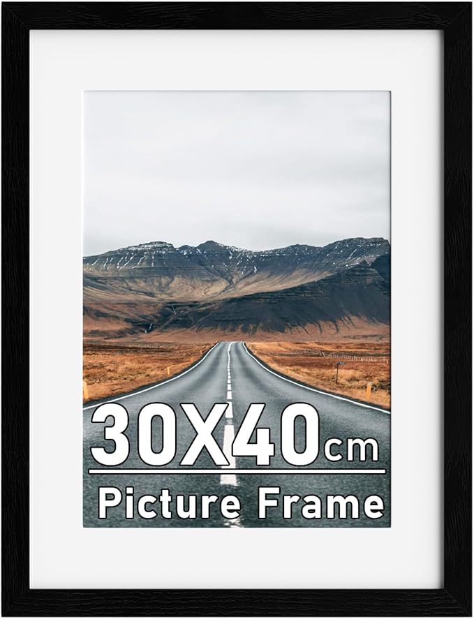 30x40cm Picture Frame with A4 Mount, Black 16x12 Photo Frames, 40x30cm Poster Frame with Safe Perspex Front, Wall Mounting