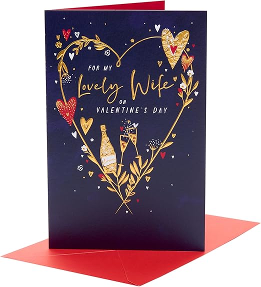 UK Greetings | Valentine's Day Card for Wife | I Love You Presents | Her, Girls, Women | With Envelope | 14.9cm x 22.9cm