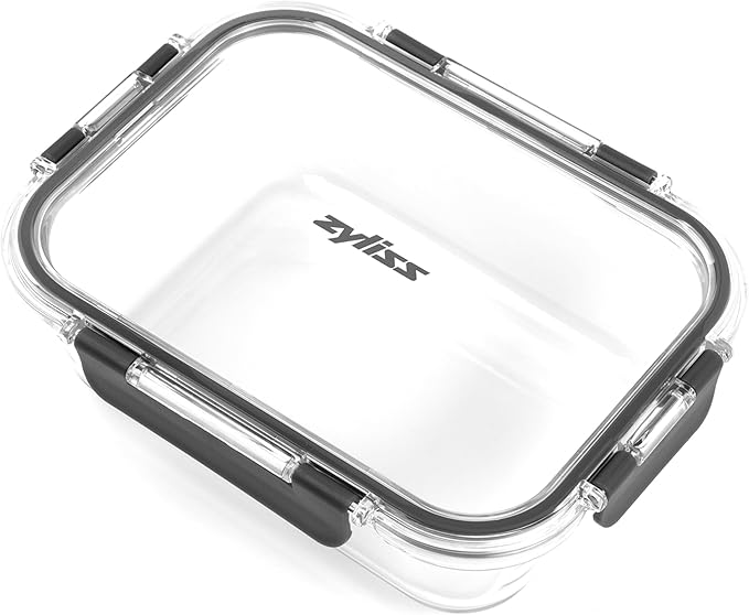 Zyliss 1L Glass Container, Shatterproof Glass, Airtight Food Storage Box with Sealable Lid, Microwave Safe, BPA Free, Freezer Safe, Fridge Storage, Food Container, 21cm x 16cm x 7cm