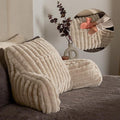 OHS Cuddle Cushion, Valentines Gifts for Her Ribbed Faux Fur Comfy Reading Pillows Sofy Cosy Gaming Cushion with Heatable Pocket Support Pillow with Arms Bed Seat for Relaxing Working, Natural