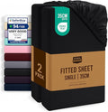 Utopia Bedding Fitted Sheet Single (2 Pack), Black - Deep Pocket 14 inch (35 cm) - Oeko Tex Certified - Easy Care - Soft Brushed Microfibre Fabric - Shrinkage and Fade Resistant - Bottom Sheet