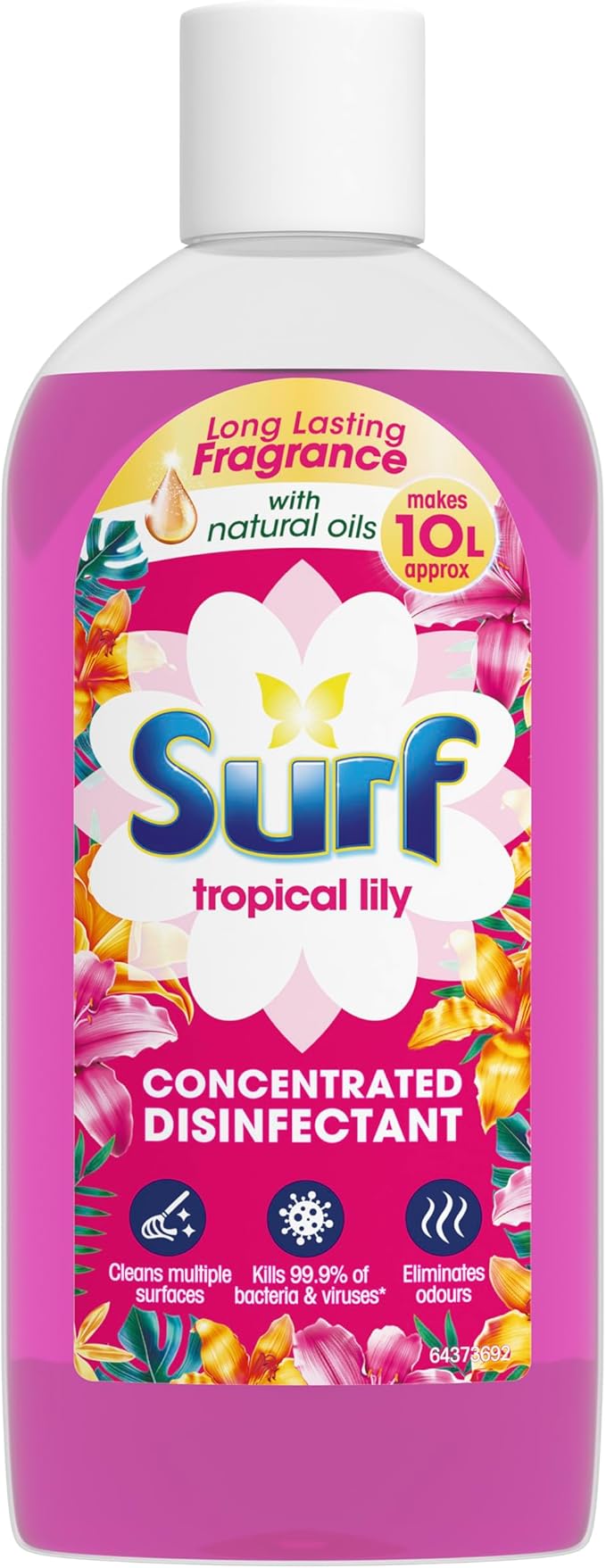Surf Tropical Lily Concentrated Disinfectant eliminates 99.9% of germs multi-purpose cleaner for sparkling clean surfaces 240 ml