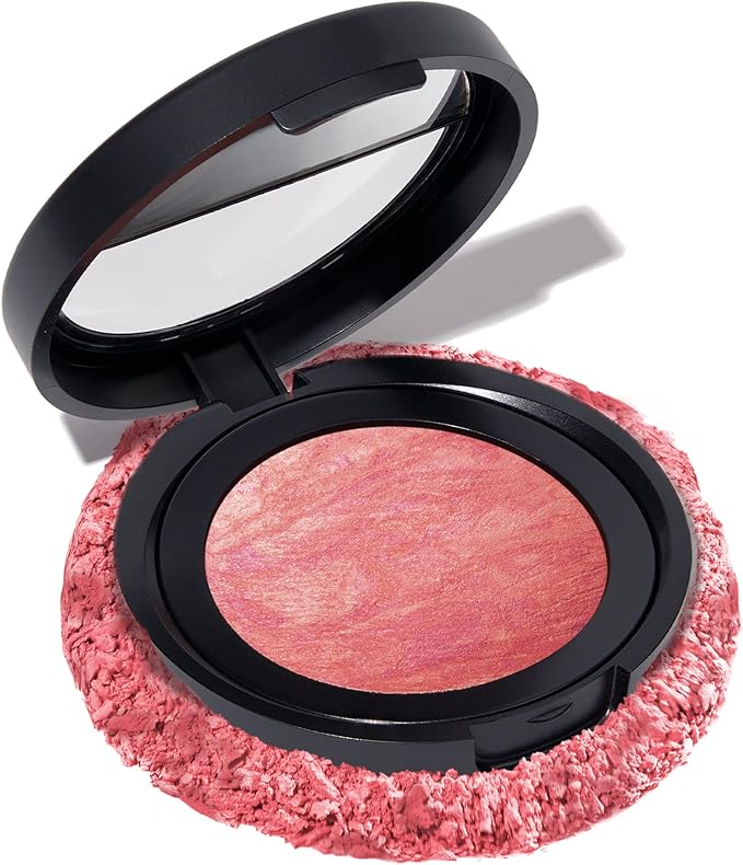 LAURA GELLER Baked Blush-n-Brighten Marbleized Blush Powder (Starfish Island) Creamy, Lightweight Blusher with Satin Finish