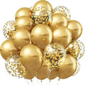 Gold Balloons - Pack of 50 Pcs 12 Inch 40 Metallic Gold & 10 Confetti Balloons for Baby Shower Decorations, Birthday Party, Wedding Celebrations, Funeral, Engagement, Retirement