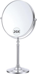 MIYADIVA Magnifying Mirror 20x, Double Sided 1X & 20X makeup Mirror on Stand, Large Tabletop Vanity Mirror, bathroom mirror with 360°Rotation for Bathroom or Bedroom