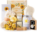 Valentines Day Gifts for Women, Birthday Hampers Pamper Gift for Her, Get Well Soon Gift Baskets Self Care Package Relaxation Bath Set Sunflower Box for Your Mum, Wife, Best Friends, Sister, Daughter