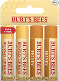 Burt's Bees Lip Balm Multipack, Moisturising Lip Balm Set With Beeswax & Honey, Value Pack, 4x4.25g