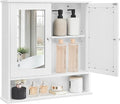 VASAGLE Bathroom Cabinet with Mirror, Wall Cabinet with 2 Mirrored Doors and Open Compartment, Adjustable Shelf, Wall-Mounted, 13 x 56.5 x 58.5 cm, White LHC002