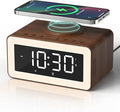 5 in 1 Alarm Clocks Bedside with Wireless Charger, White Noise Machine, Colourful Night Light, Bluetooth Speaker, Digital Clock, Dimmable LED Display, Birthday Gifts for Men Women Gifts for Dad Mum