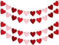 Valentines Day Decoration Banner, Heart Bunting Red Pink Heart Garland Hanging Decoration, NO DIY Valentine's Day Heart Felt for Valentines Day Decoration, Anniversary, Wedding Party