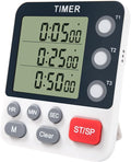 UPTECH Digital Kitchen Timer for Cooking, 3-Channel Countdown/Up Timer with Magnetic Backing and Alarm (Silent Mode), Replaceable 3A Battery - Ideal for Oven Use, Meditation, Kids, and Studying