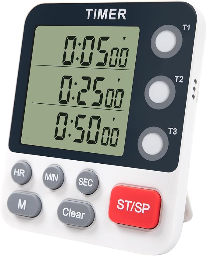 UPTECH Digital Kitchen Timer for Cooking, 3-Channel Countdown/Up Timer with Magnetic Backing and Alarm (Silent Mode), Replaceable 3A Battery - Ideal for Oven Use, Meditation, Kids, and Studying