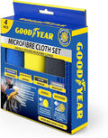 Goodyear 4PC Microfibre Cloth Set- microfibre cloths for cleaning your vehicle | Cleaning fibres attract dust | Showroom finish | Machine washable | Dashboard, Buffing, Window cloth | Wash and drying