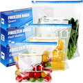 70 Pcs Zip Lock Bags, 3 Sizes Freezer Bags (4.55L, 2.27L, 1L), Reusable Heavy Duty Food Bag with Expandable Bottom, Ziplock Sandwich Bag for Fruits, Veggies, Meat, Snacks