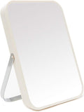 YEAKE Table Desk Vanity Makeup Mirror,8-Inch Portable Folding Mirror with Metal Stand 90°Adjustable Rotation Tavel Make Up Mirror Hanging Bathroom for Shower Shaving(White)