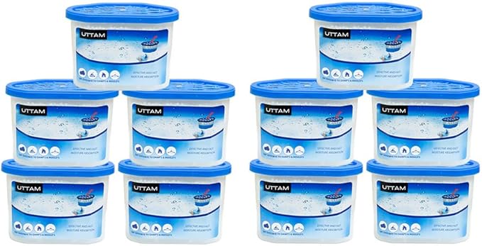 KARAN KING® Dehumidifier Pack of 10 x 500ml Condensation Remover Moisture Absorber Dehumidifiers for Damp, Home, Kitchen, Wardrobe, Bedroom, Caravan, Office, Garage, Bathroom, Basement (Pack of 10)