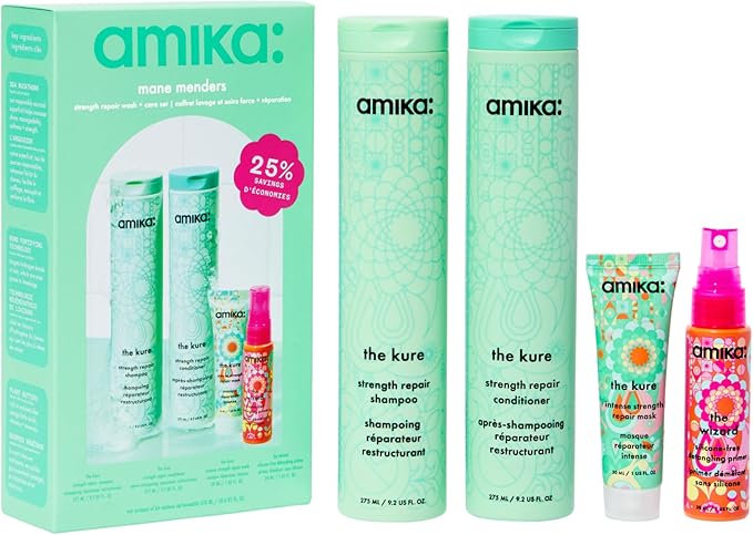 Amika Mane Menders Strength Repair Wash + Care Set (4 Count)