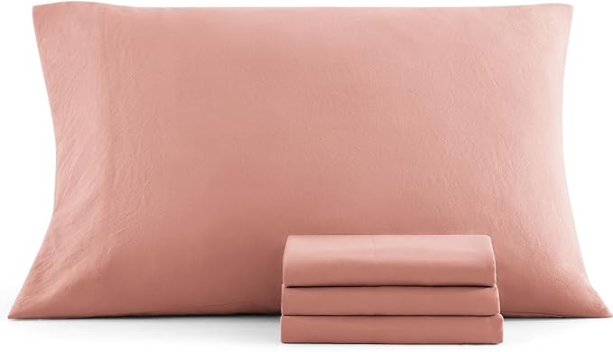Casa Platino Pillow Cases 4 Pack - 50x75 cm Standard Size - Pre-Washed Brushed Microfiber with Envelope Closure – Soft and Wrinkle-Free - Rose Dawn