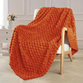 Exclusivo Mezcla Extra Large Soft Fleece Throw Blanket, 127x178 CM Stylish Jacquard Throw Blanket for Sofa, Fuzzy Cozy Lightweight for All Season, Burnt Orange